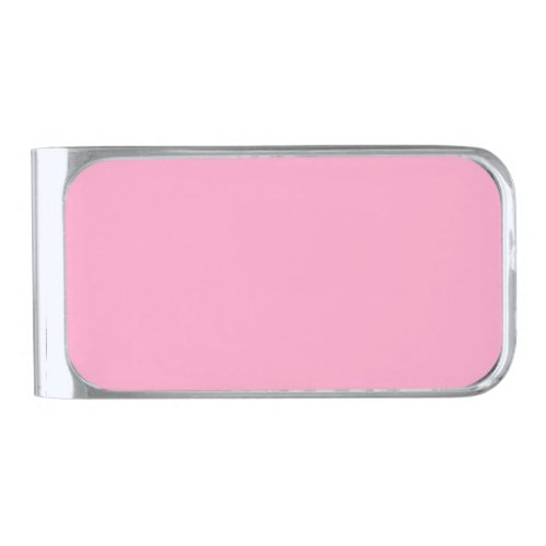 Carnation Pink Solid Color  Classic  Elegant  Silver Finish Money Clip