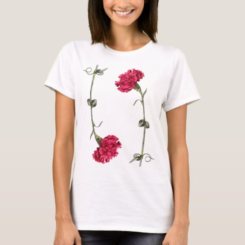  Carnation Rotation Floral Pattern T_Shirt