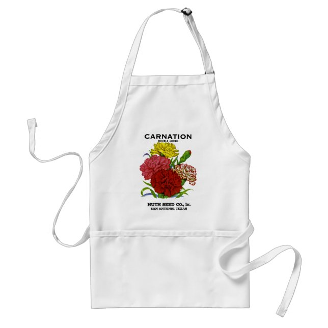 Carnation Vintage Seed Packet Adult Apron (Front)