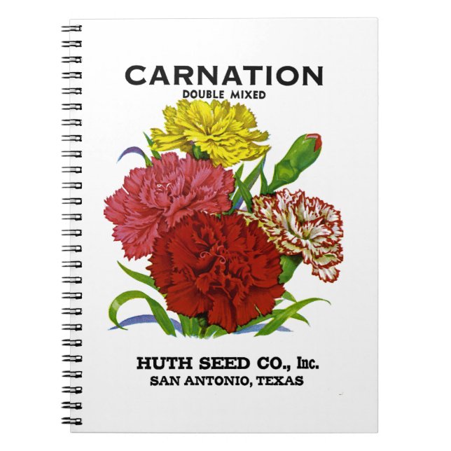 Carnation Vintage Seed Packet Notebook (Front)
