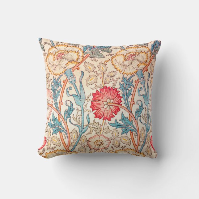 Carnation, William Morris Throw Pillow (Front)
