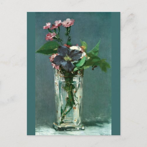 Carnations and Clematis by Edouard Manet Postcard