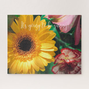 Carnations and yellow gerbera jigsaw puzzle