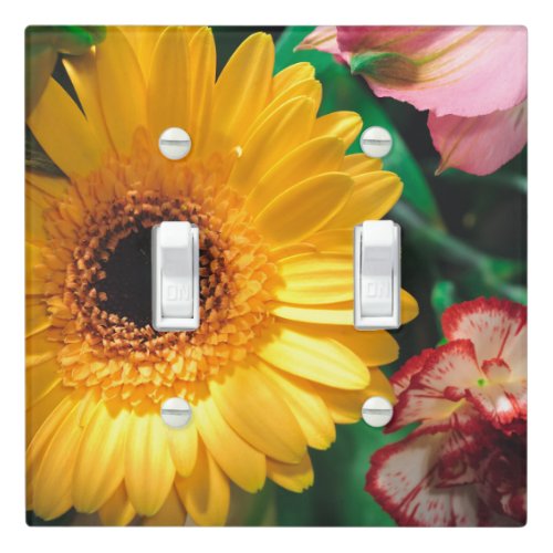 Carnations and yellow gerbera light switch cover