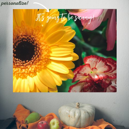 Carnations and yellow gerbera poster