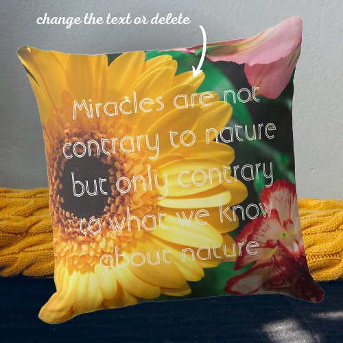 Carnations and yellow gerbera throw pillow