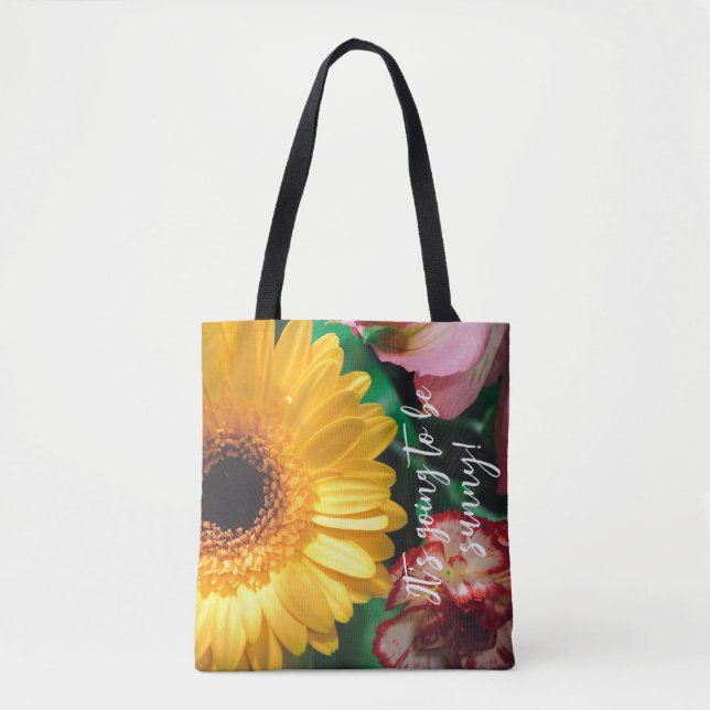 Carnations and yellow gerbera tote bag (Front)