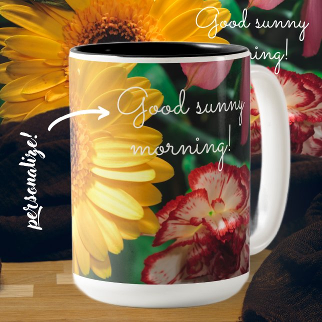 Carnations and yellow gerbera Two-Tone coffee mug (Creator Uploaded)