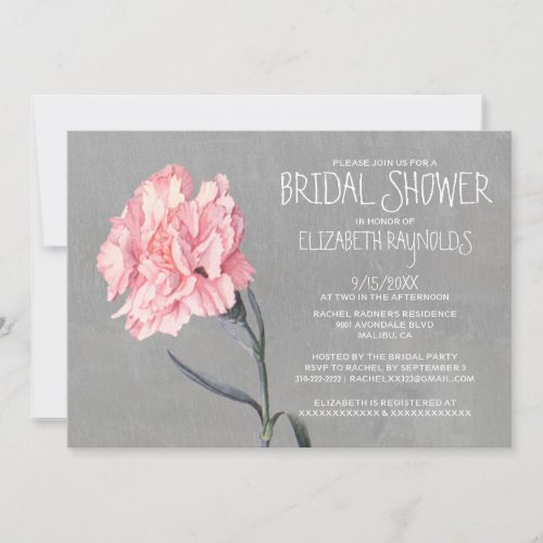 Carnations Bridal Shower Invitations