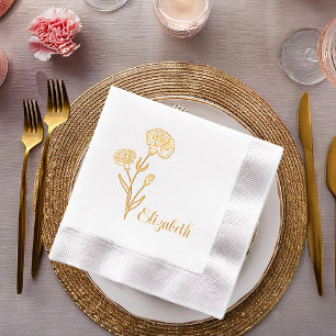 Carnations Floral Name Foil Napkins
