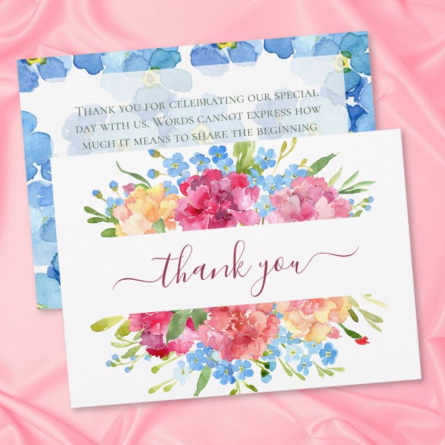 Carnations & Forget Me Nots Wedding Thank You Card (Creator Uploaded)