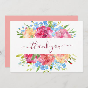 Carnations & Forget Me Nots Wedding Thank You Card