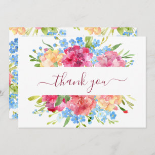 Carnations & Forget Me Nots Wedding Thank You Card