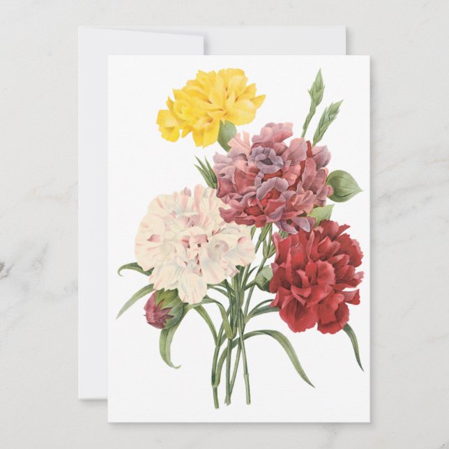Carnations Garden Flowers by Redoute Invitation (Front)