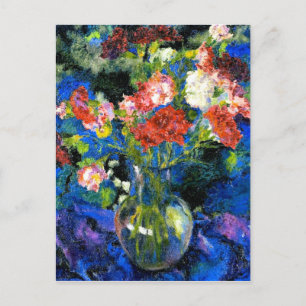Carnations in a Round Glass Vase Postcard