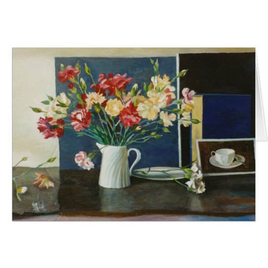 Carnations in a spiral jug 2000 cards (Front Horizontal)