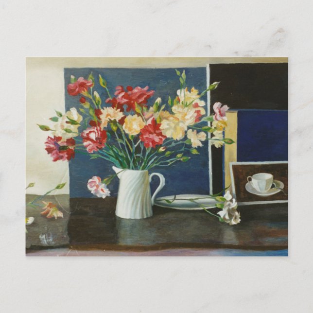 Carnations in a spiral jug 2000 postcard (Front)