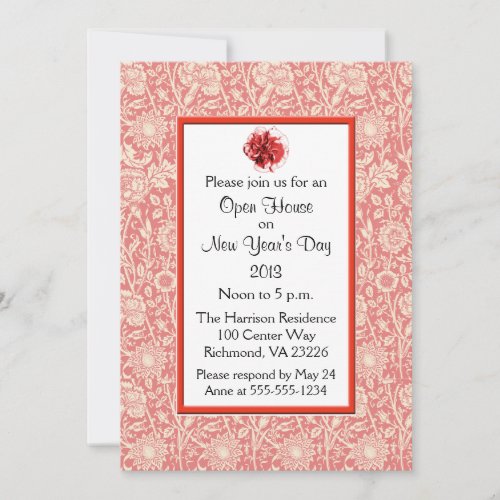 Carnations Open House New Years Day Invitation