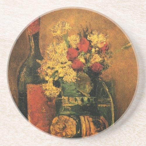 Carnations Roses and a Bottle by Vincent van Gogh Coaster