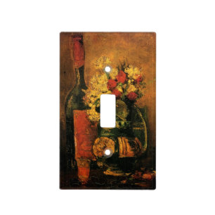 Carnations, Roses and a Bottle by Vincent van Gogh Light Switch Cover
