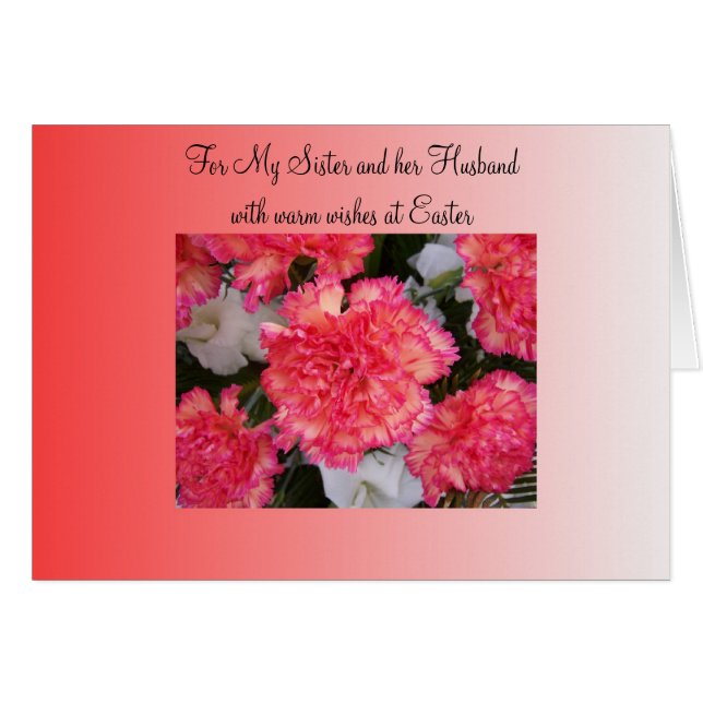 Carnations Sister And Husband Easter Card (Front Horizontal)
