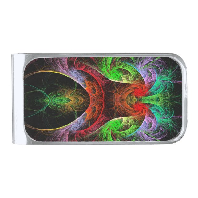 Carnaval Abstract Art Silver Finish Money Clip (Front)