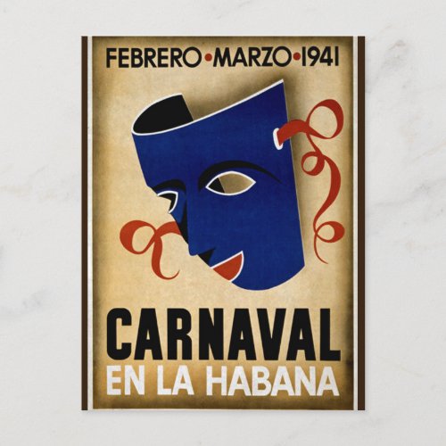 Carnaval Havana Vintage Cuba Travel Advertisement Postcard