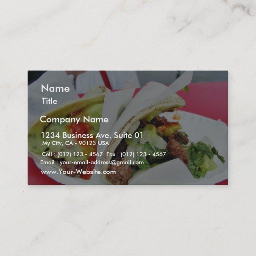 Customizable Carne Asada Tacos Guacamole Business Card