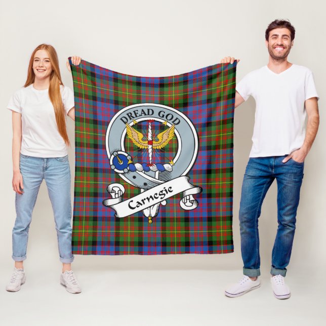 Carnegie Ancient Clan Badge Tartan Plaid Fleece Blanket (In Situ)