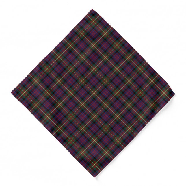 Carnegie Clan Tartan Dark Blue and Red Plaid Bandana (Front)