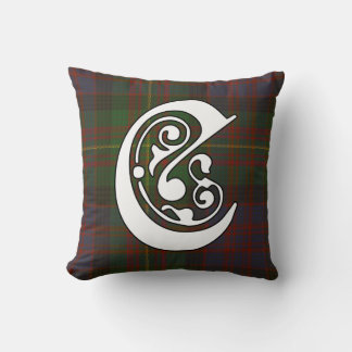 Carnegie Clan Tartan Monogram Throw Pillow