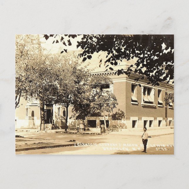 Carnegie Library, Brooklyn, New York Vintage Postcard (Front)