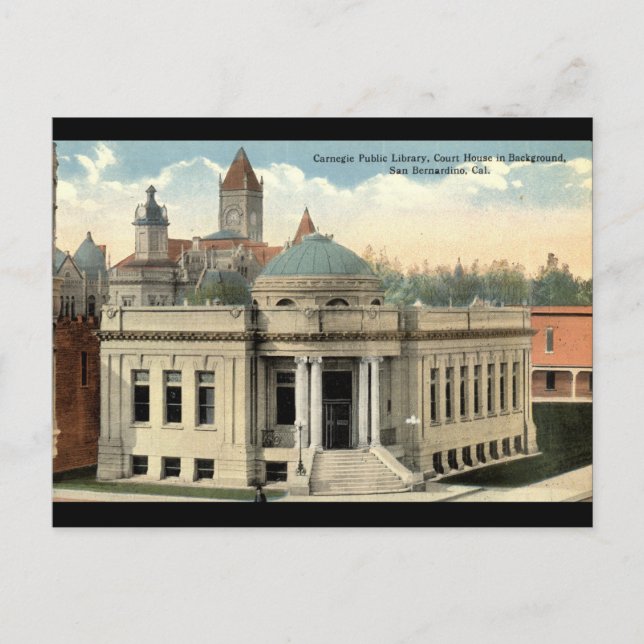 Carnegie Library San Bernardino CA Vintage c1915 Postcard (Front)