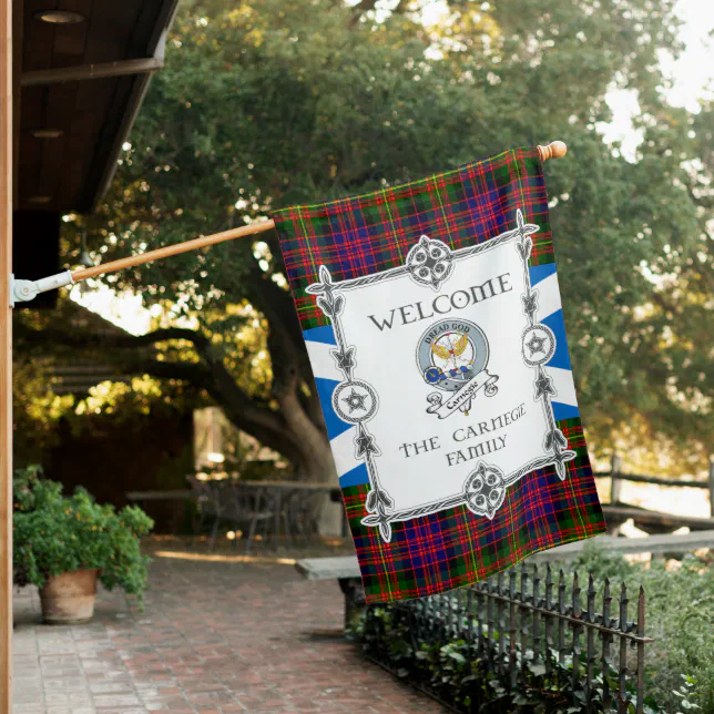 Angus Modern Tartan Crest Garden Flag