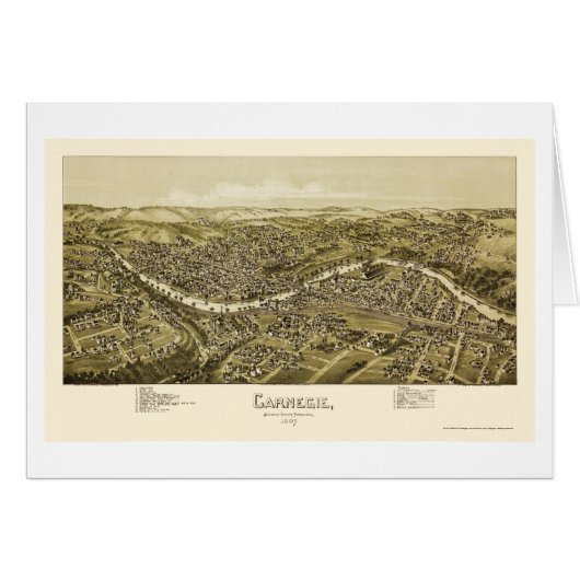 Carnegie, PA Panoramic Map - 1897 Cards (Front Horizontal)