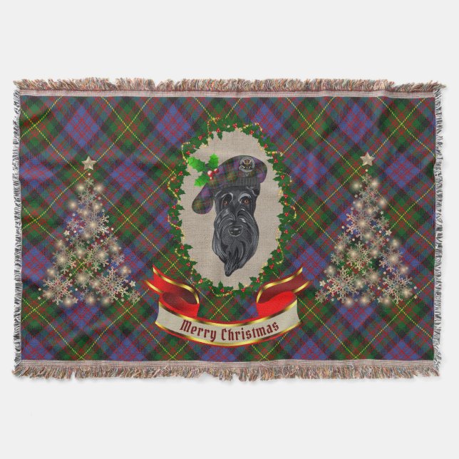 Carnegie Scottie Dog Christmas Throw Blanket (Front)