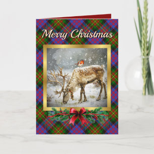 Carnegie Stag & Robin Tartan Personalized Holiday Card