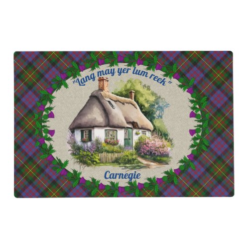 Carnegie Thatched Cottage  Tartan Personalizedd Placemat