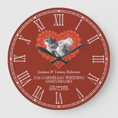 Carnelian 17th Wedding Anniversary Custom Photo Large Clock at Zazzle
