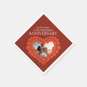 Carnelian 17th wedding anniversary custom photo napkins