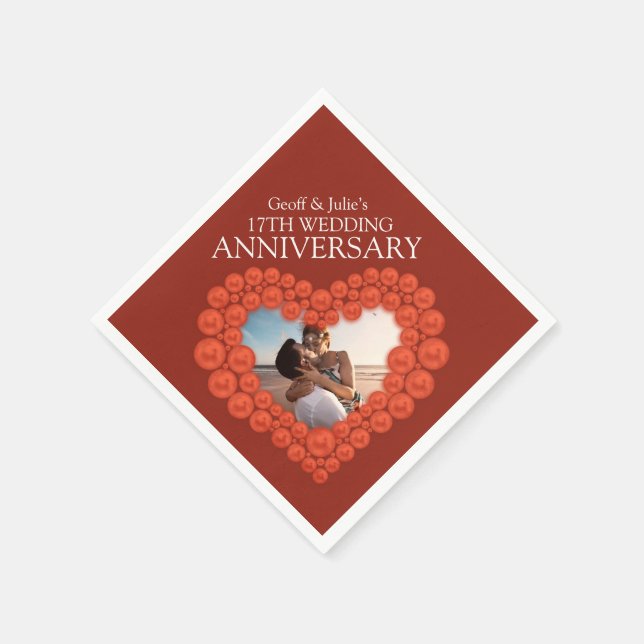 Carnelian 17th wedding anniversary custom photo  napkins (Corner)