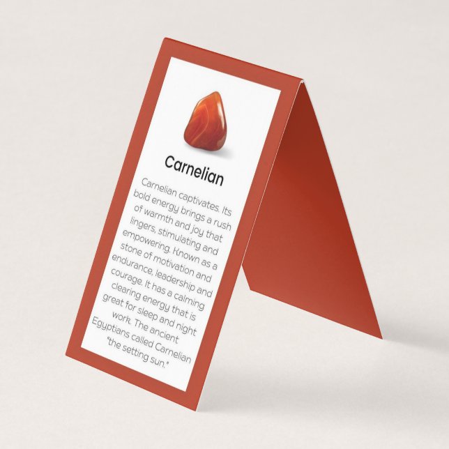 Carnelian Crystal Meaning Jewelry Display Card (Front)