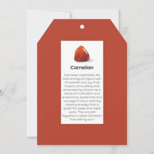 Carnelian Crystal Meaning Jewelry Display Card Tag