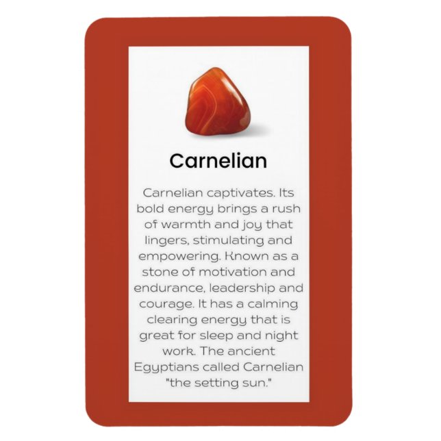 Carnelian Crystal Meaning Jewelry Magnet Sign (Vertical)