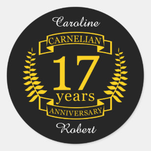 Carnelian Gemstone wedding anniversary 17 years Classic Round Sticker