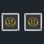 Carnelian Gemstone wedding anniversary 17 years Cufflinks<br><div class="desc">A design to celebrate 17 years of marriage. This design has a yellow (Carnelian) colored laurel design on a black background. Carnelian is the traditional gemstone for this occasion. The text reads Carnelian 17 years anniversary. A romantic design to celebrate your 17th year of marriage. If you would like any...</div>