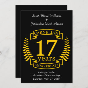 Carnelian Gemstone wedding anniversary 17 years Invitation