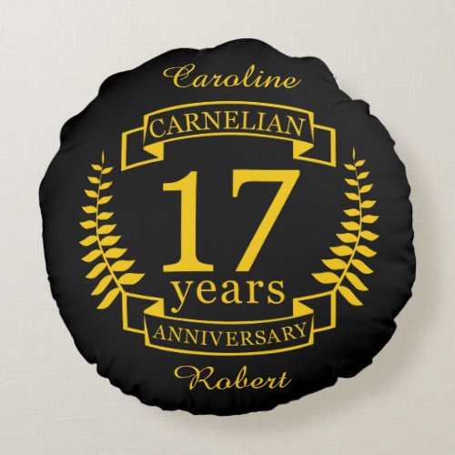 Carnelian Gemstone wedding anniversary 17 years Round Pillow