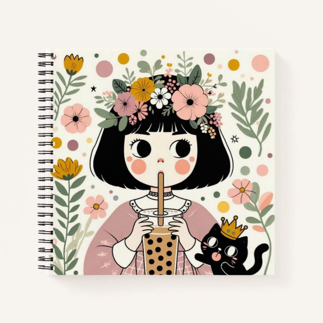 Carnet de notes “La petite fille au bubble tea“ Notebook (Front)