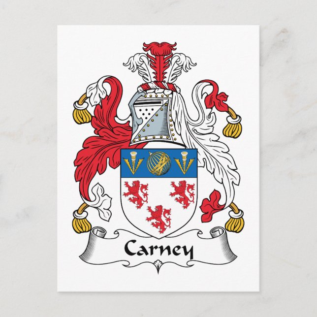 Carney Family Crest Postcard (Front)